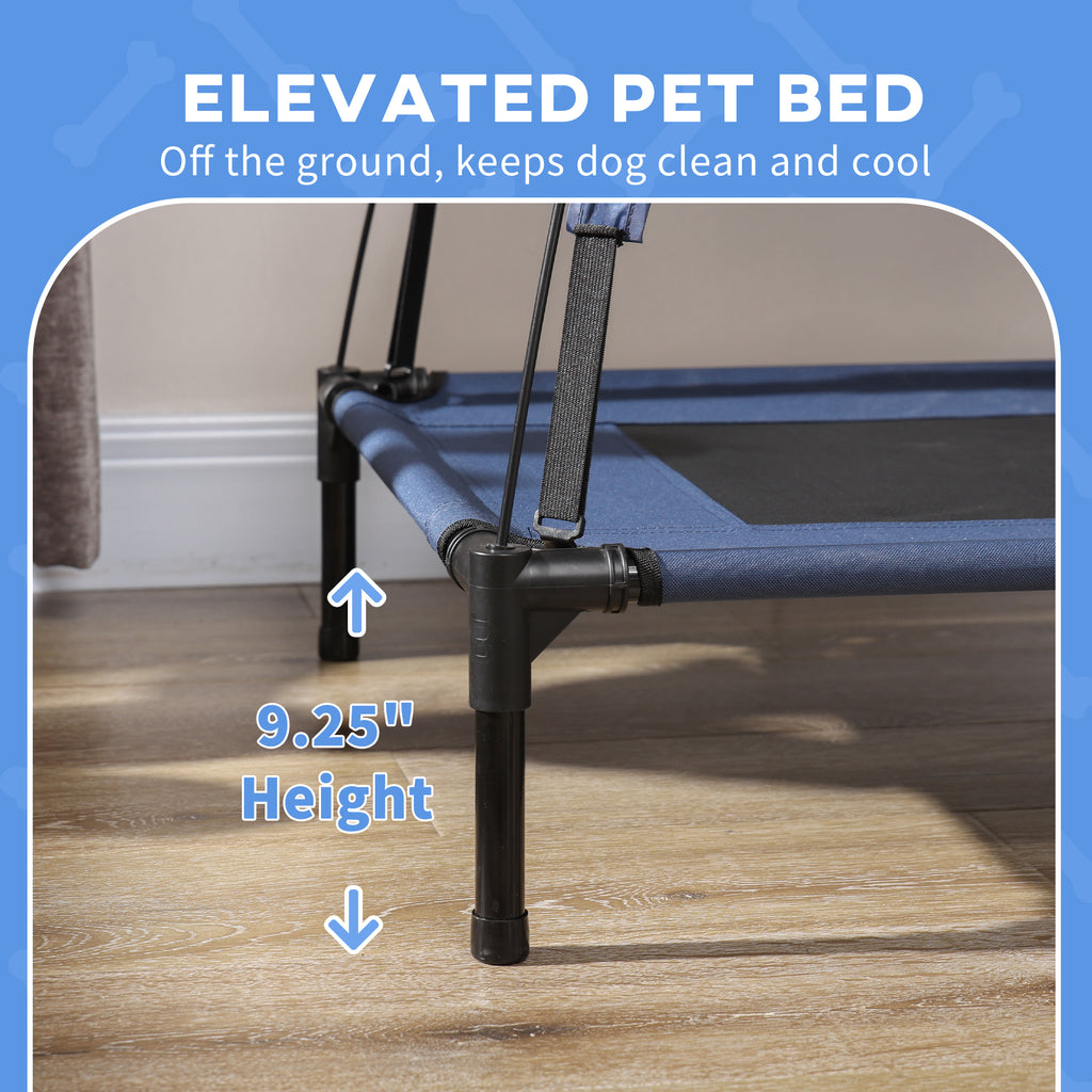 Elevated Cooling Dog Bed with Canopy Shade – Breathable Outdoor Pet Cot for Large Dogs