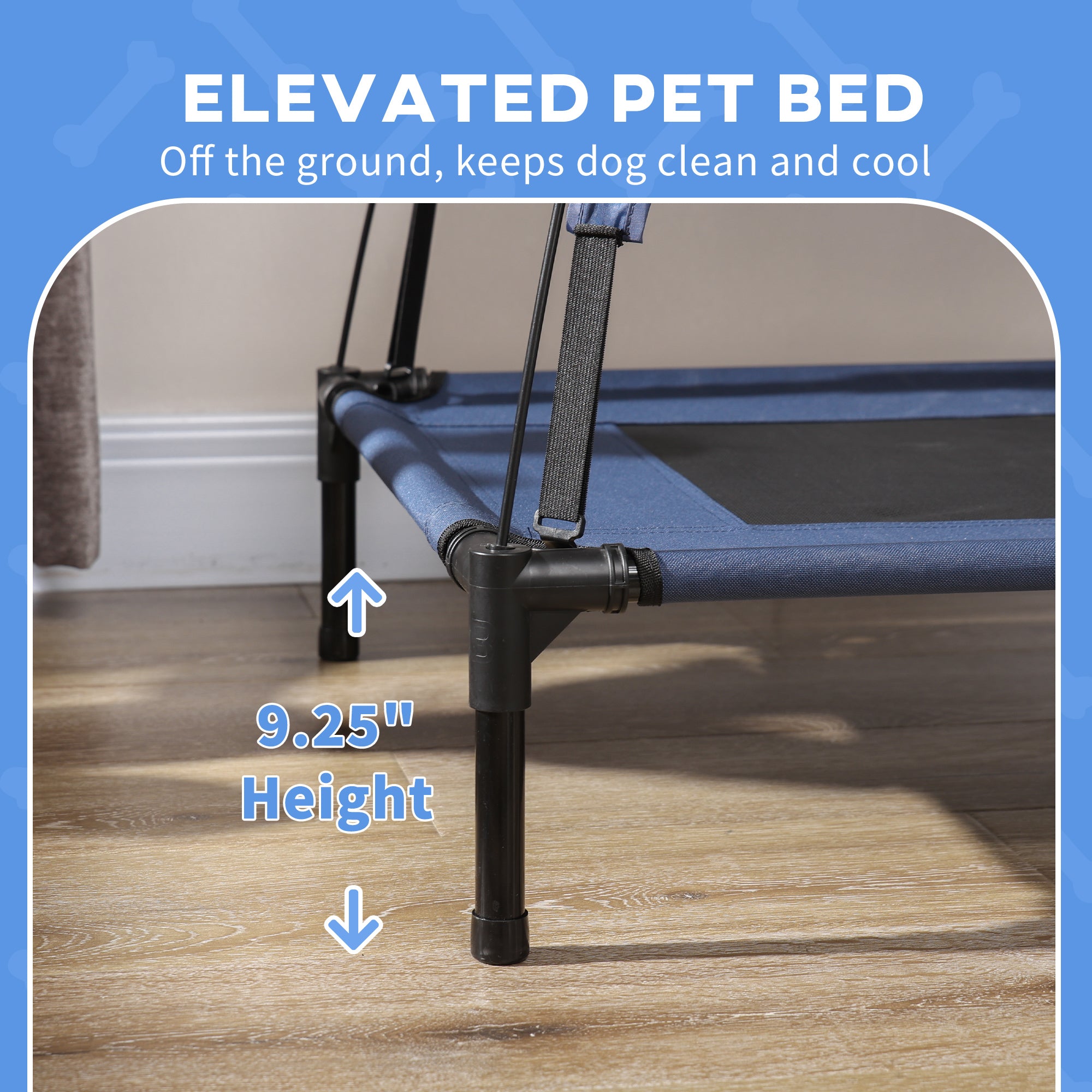 Elevated Cooling Dog Bed with Canopy Shade – Breathable Outdoor Pet Cot for Large Dogs