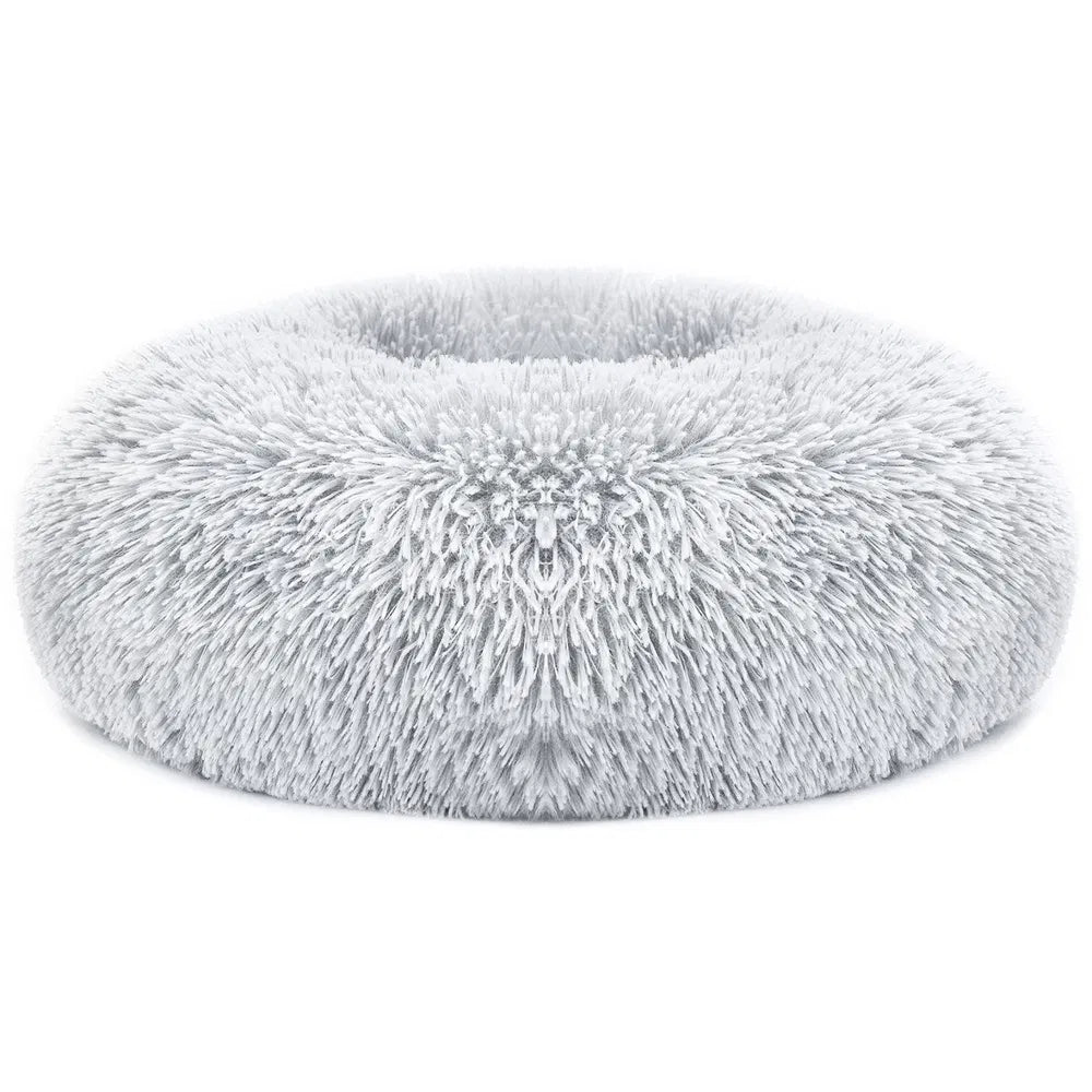 Calming Donut Pet Bed for Dogs & Cats Soft Plush Anti Anxiety Washable Cozy Nest Bed