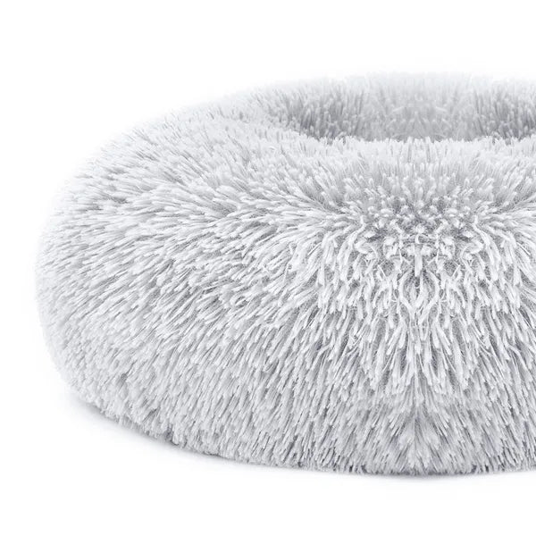 Calming Donut Pet Bed for Dogs & Cats Soft Plush Anti Anxiety Washable Cozy Nest Bed