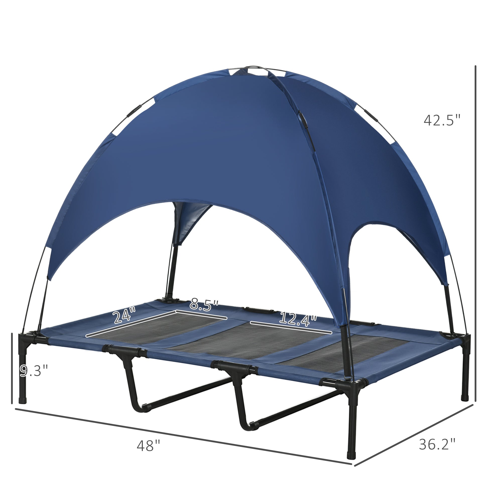 Elevated Cooling Dog Bed with Canopy Shade – Breathable Outdoor Pet Cot for Large Dogs