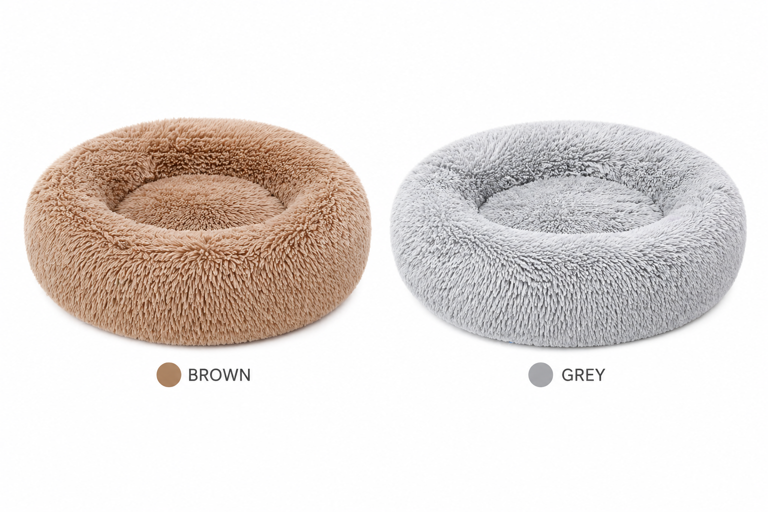 Calming Donut Pet Bed for Dogs & Cats Soft Plush Anti Anxiety Washable Cozy Nest Bed
