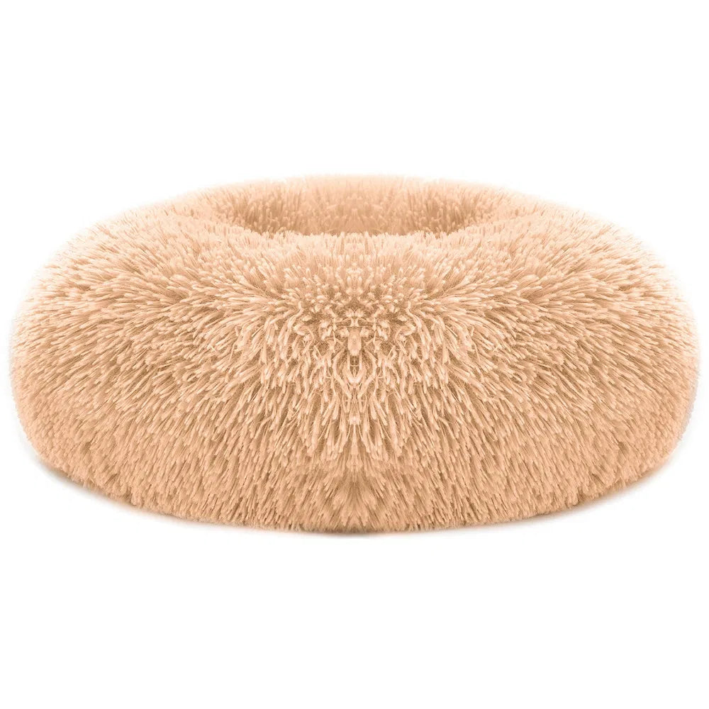 Calming Donut Pet Bed for Dogs & Cats Soft Plush Anti Anxiety Washable Cozy Nest Bed